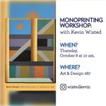 painting featuring shapes with details about a monoprint workshop